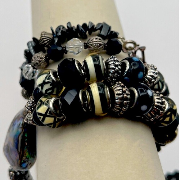 Abalone Shell Tassel Necklace & Beaded Bracelets Set Boho Chic Style Unique - Picture 13 of 13